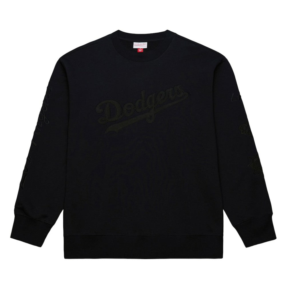 Los Angeles Dodgers Phantom Fleece Crewneck Sweatshirt Black | Mitchell & Ness