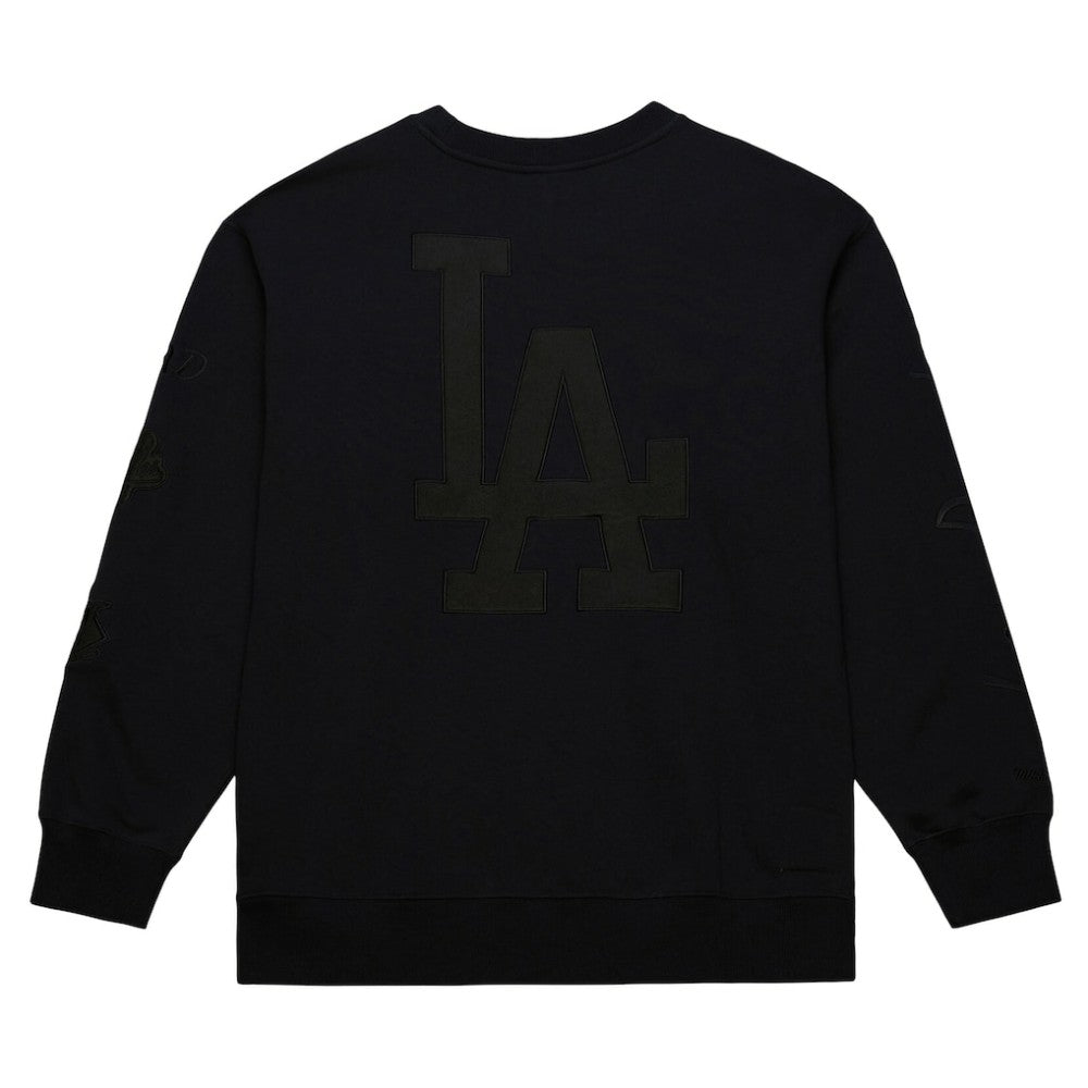Los Angeles Dodgers Phantom Fleece Crewneck Sweatshirt Black | Mitchell & Ness