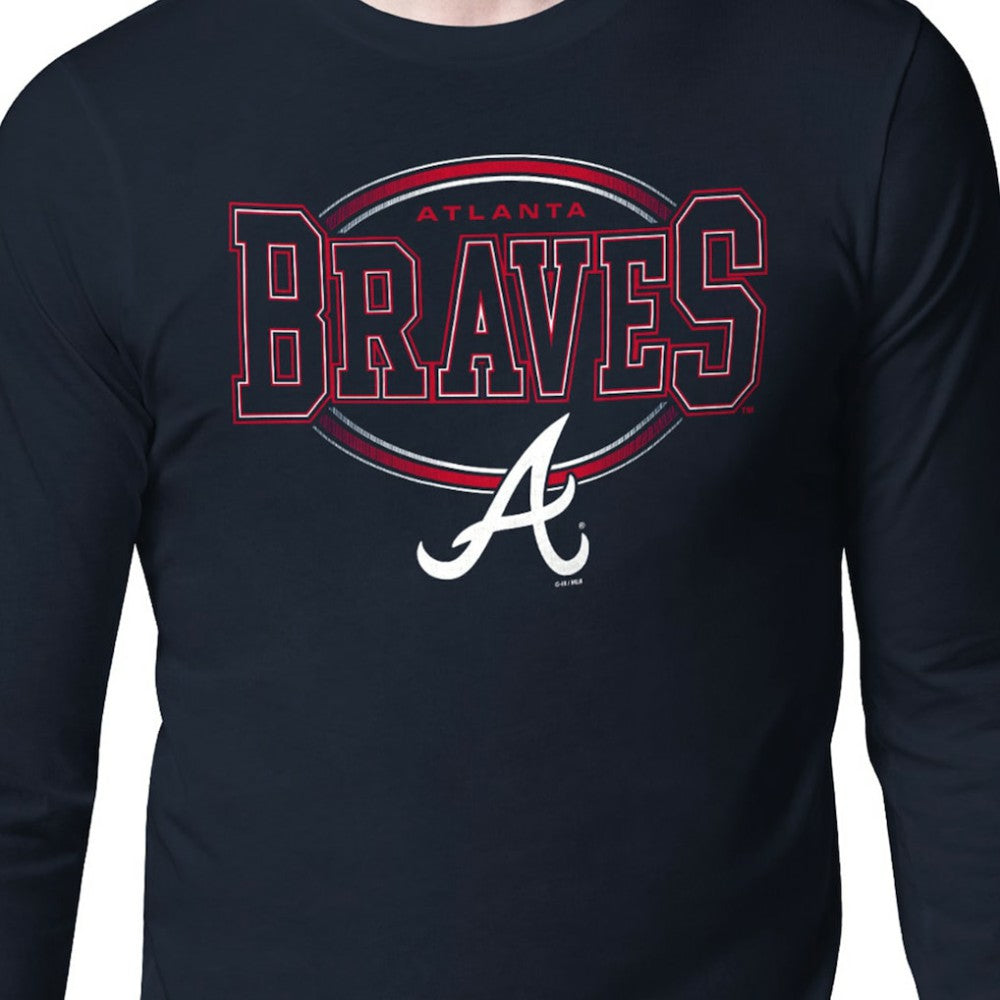 Atlanta Braves Starter Team Track Graphic Long Sleeve T-Shirt Navy