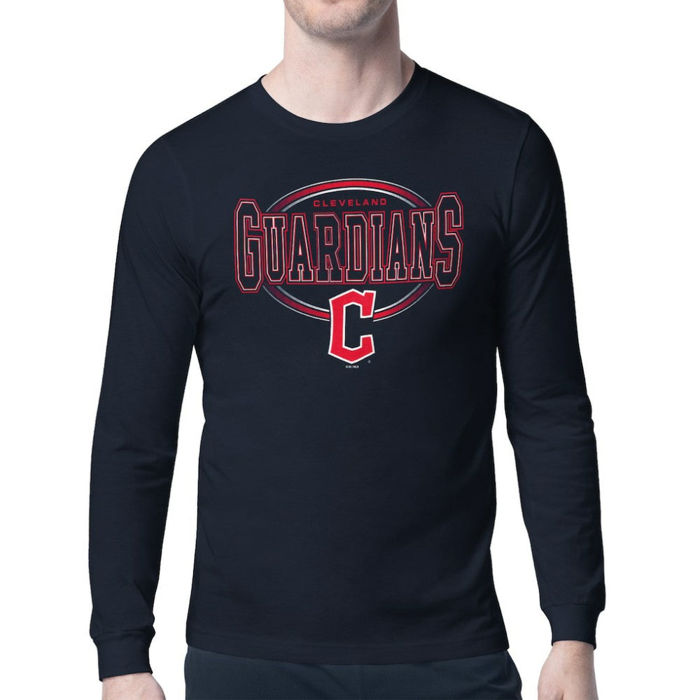 Cleveland Guardians Starter Team Track Graphic Long Sleeve T-Shirt Navy
