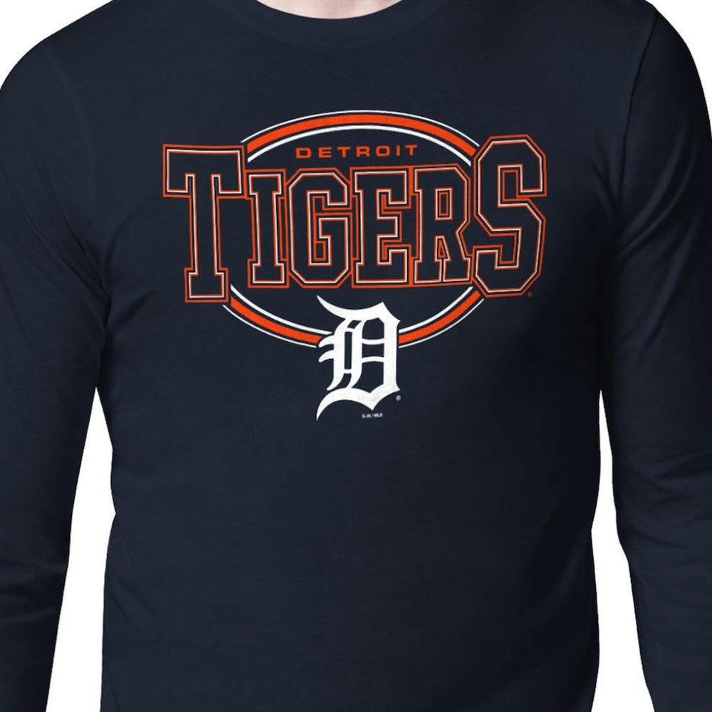 Detroit Tigers Starter Team Track Graphic Long Sleeve T-Shirt Navy