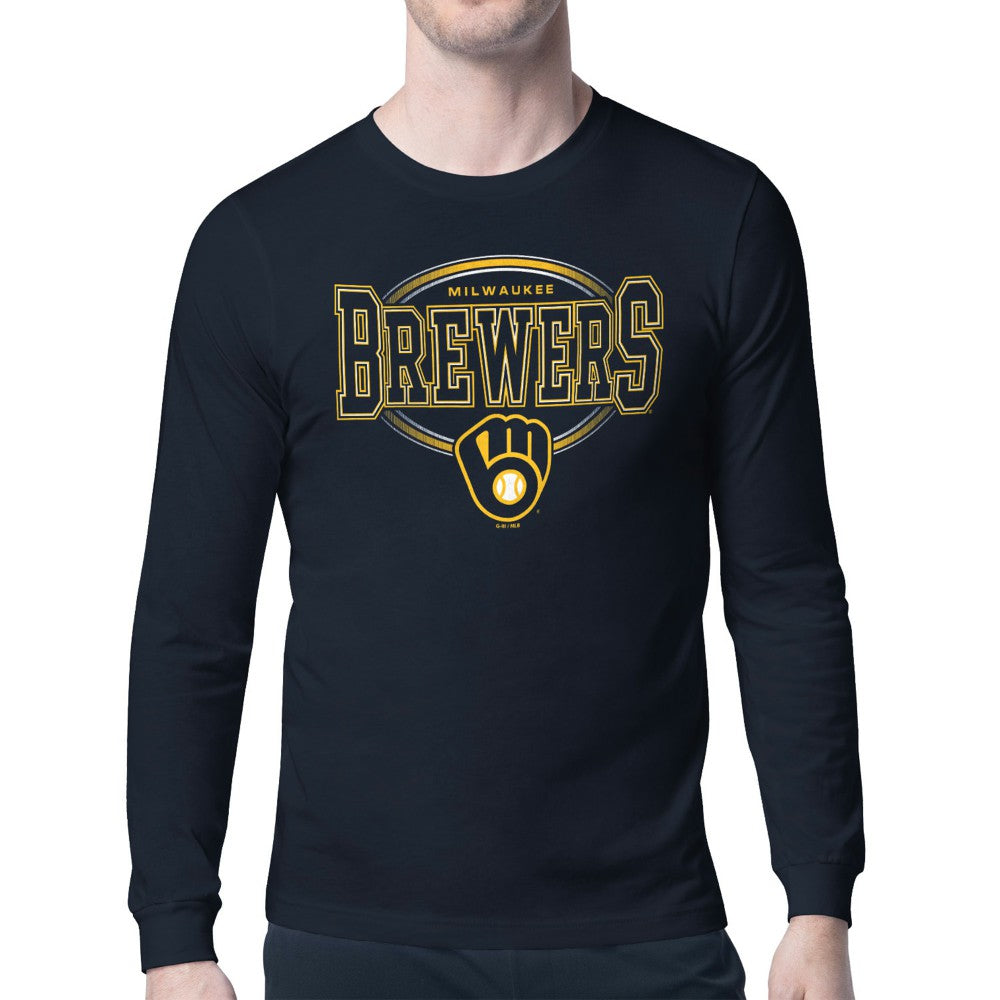 Milwaukee Brewers Starter Team Track Graphic Long Sleeve T-Shirt Navy