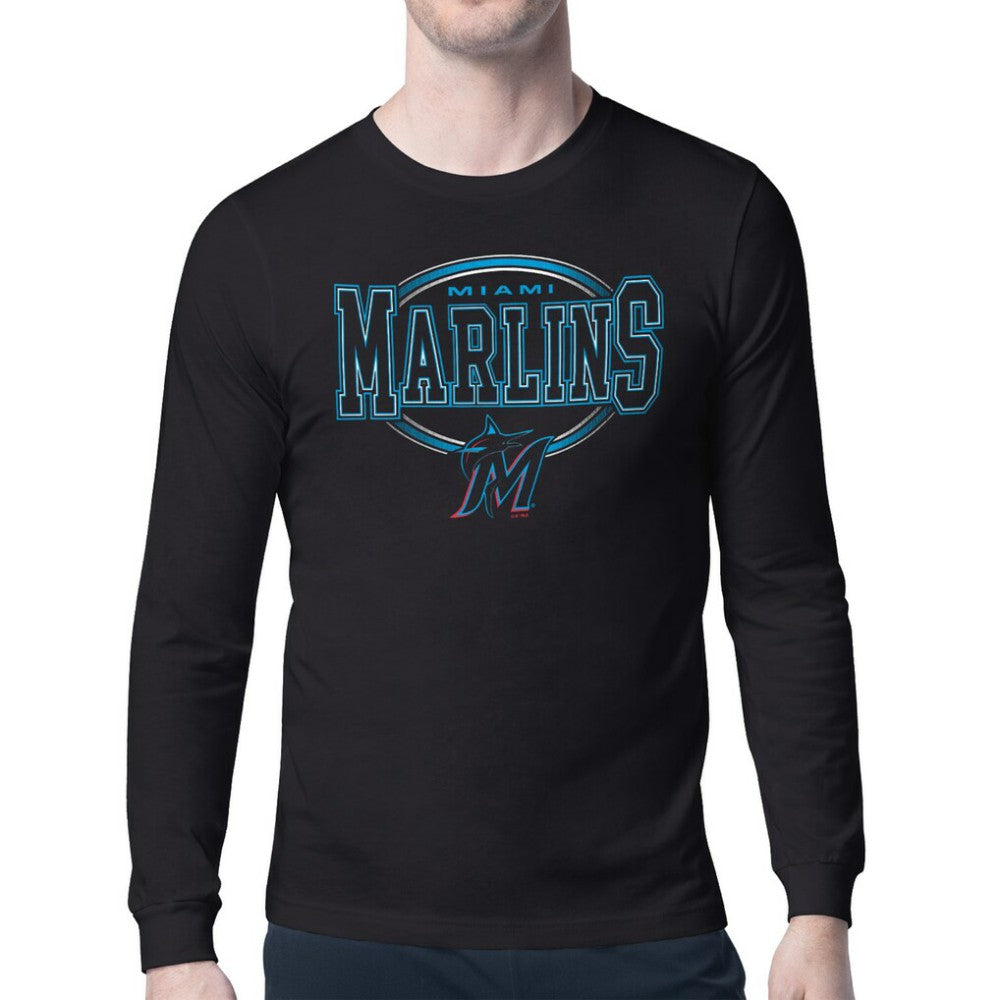 Miami Marlins Starter Team Track Graphic Long Sleeve T-Shirt Black