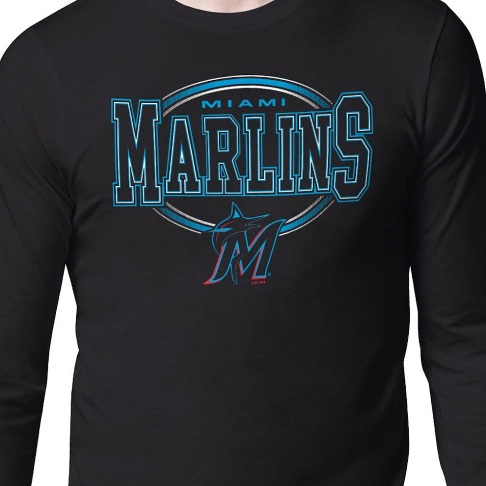 Miami Marlins Starter Team Track Graphic Long Sleeve T-Shirt Black
