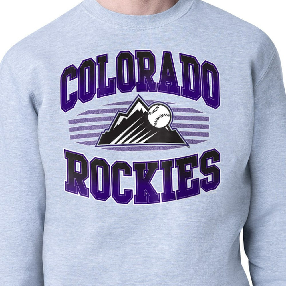 Colorado Rockies Starter Team Grit Graphic Fleece Pullover Sweatshirt Heather Gray