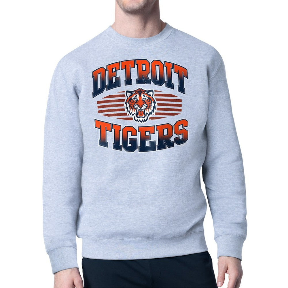 Detroit Tigers Starter Team Grit Graphic Fleece Pullover Sweatshirt Heather Gray