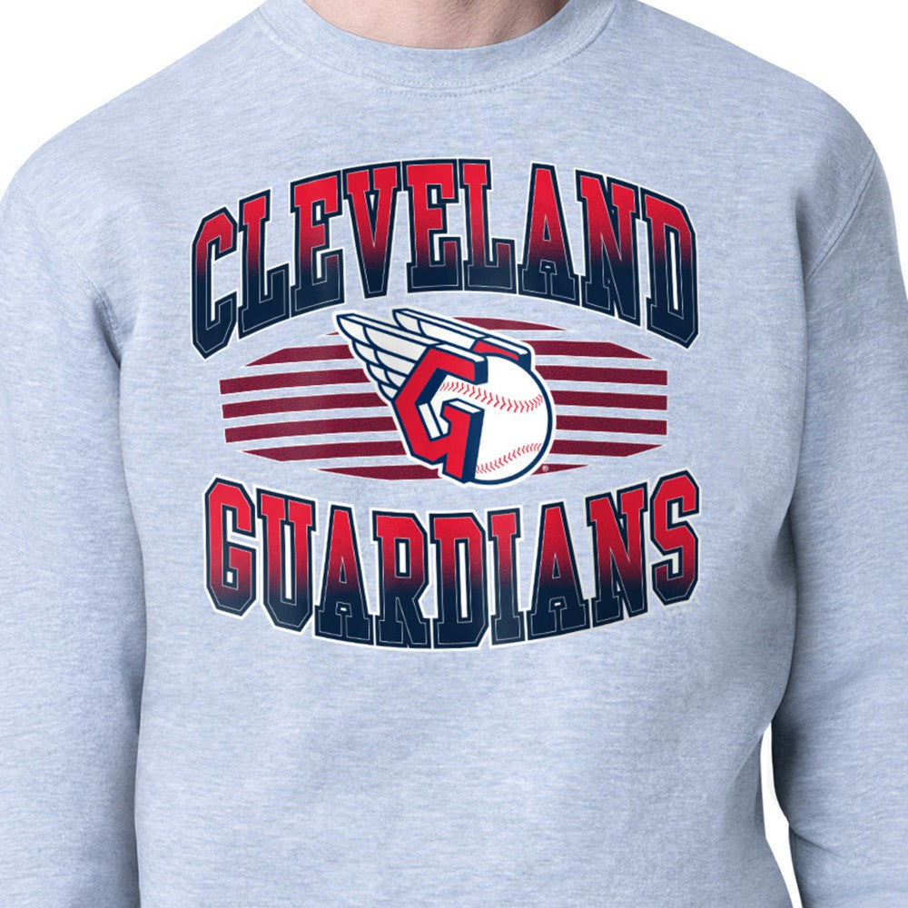 Cleveland Guardians Starter Team Grit Graphic Fleece Pullover Sweatshirt Heather Gray