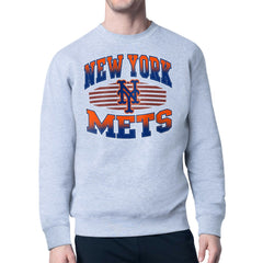 New York Mets Starter Team Grit Graphic Fleece Pullover Sweatshirt Heather Gray