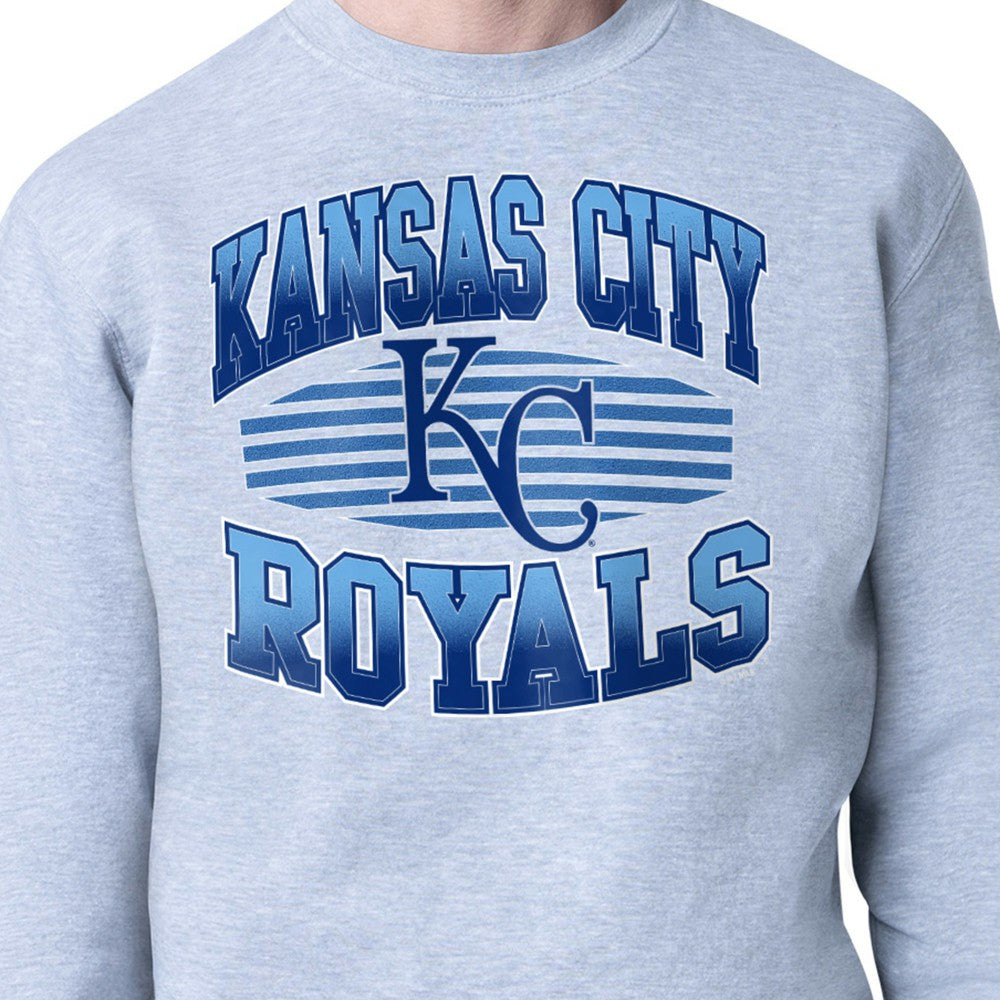 Kansas City Royals Starter Team Grit Graphic Fleece Pullover Sweatshirt Heather Gray