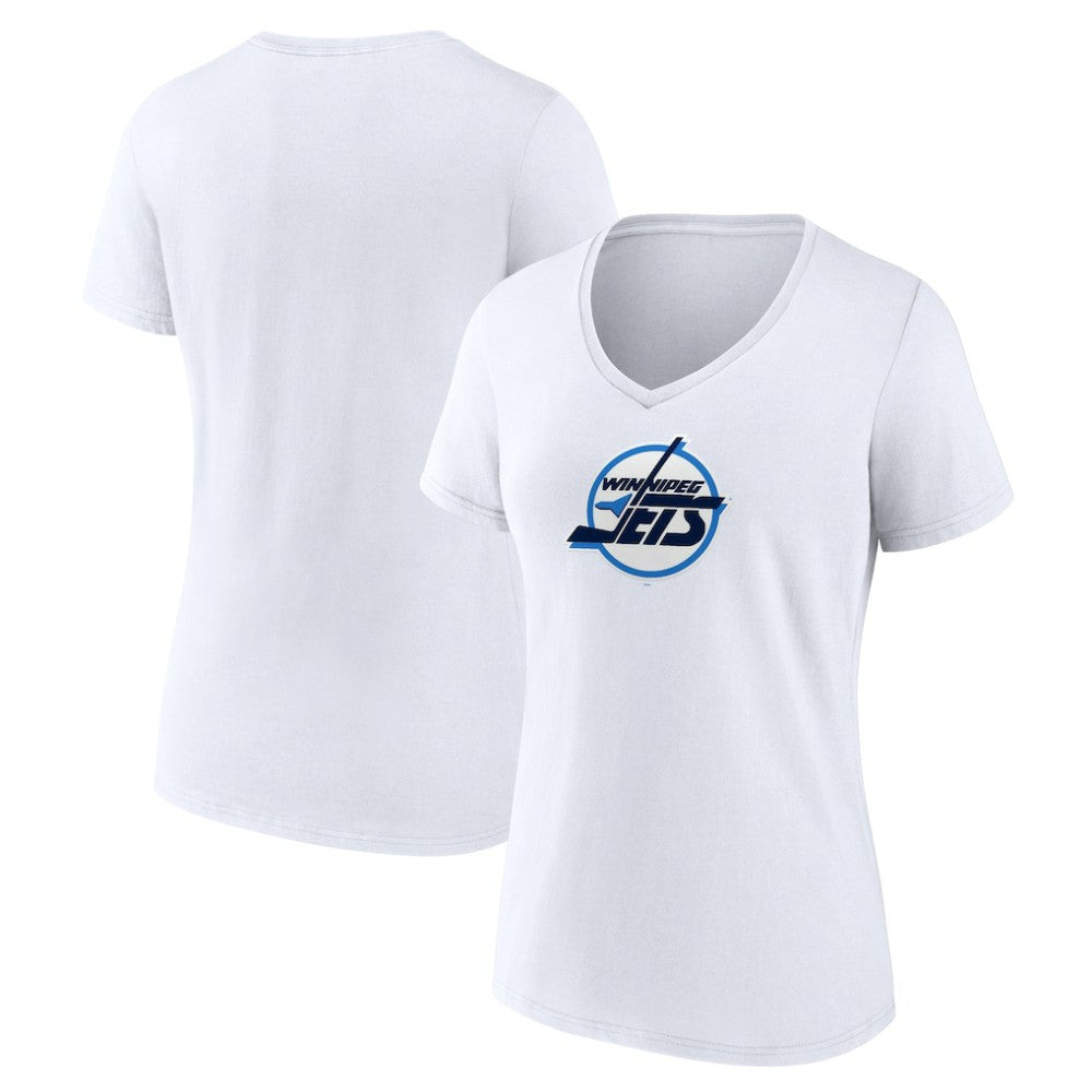 Winnipeg Jets Women's Primary Logo V-Neck T-Shirt White