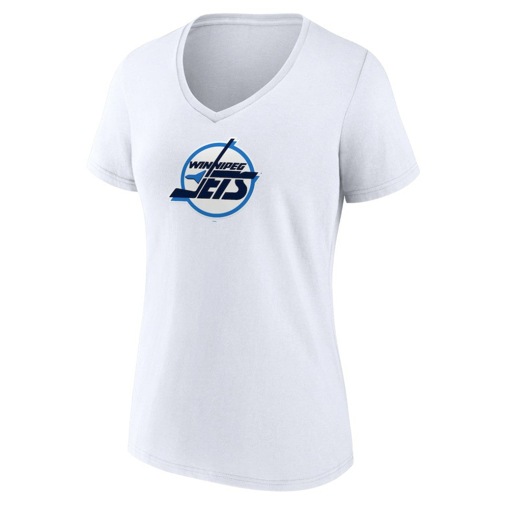 Winnipeg Jets Women's Primary Logo V-Neck T-Shirt White