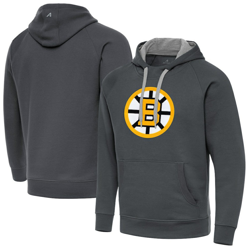 Boston Bruins Antigua Victory Pullover Hoodie Charcoal