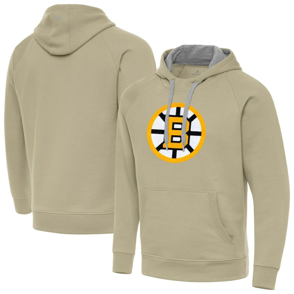 Boston Bruins Antigua Victory Pullover Hoodie Khaki