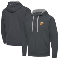 Boston Bruins Antigua Victory Full-Zip Hoodie Charcoal