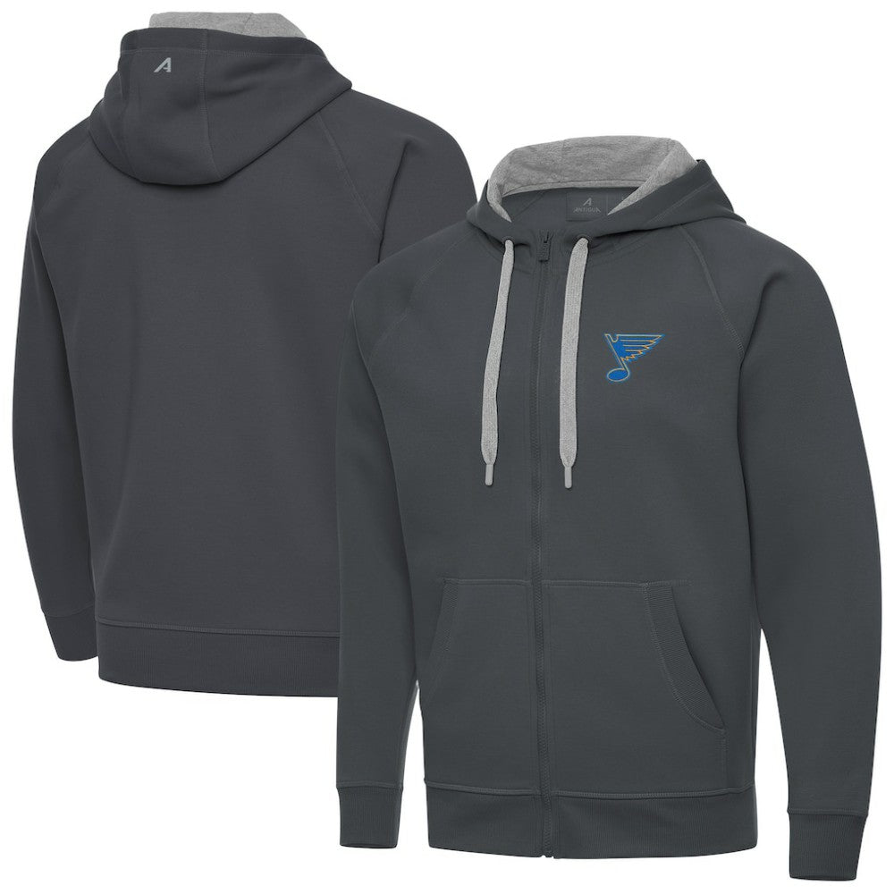 St. Louis Blues Antigua Victory Full-Zip Hoodie Charcoal