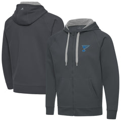 St. Louis Blues Antigua Victory Full-Zip Hoodie Charcoal
