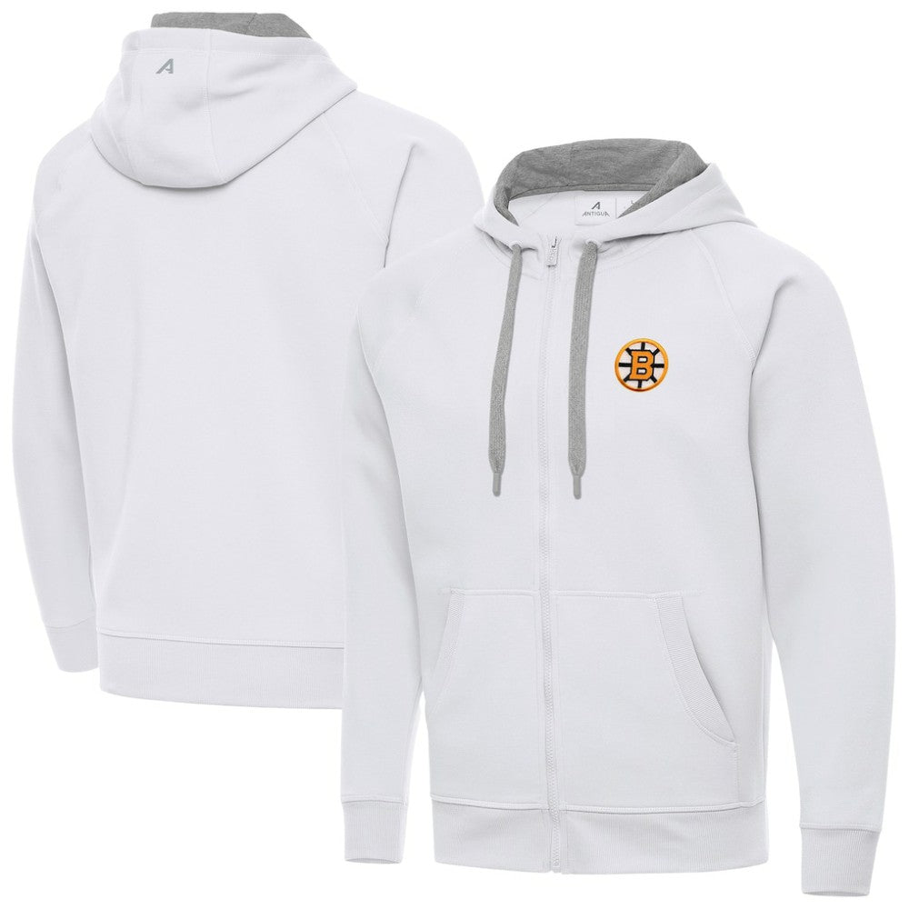 Boston Bruins Antigua Victory Full-Zip Hoodie White