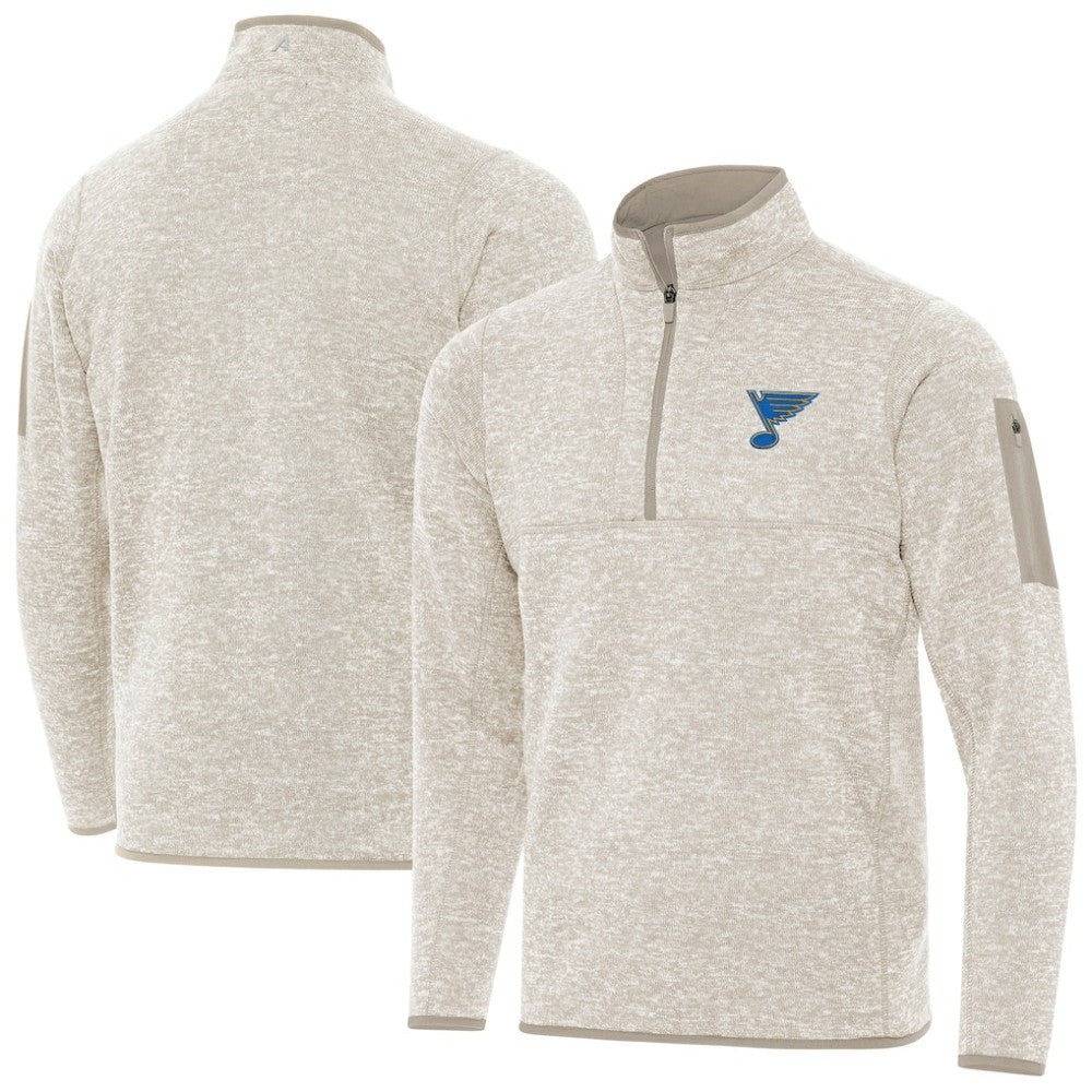 St. Louis Blues Antigua Fortune Quarter-Zip Pullover Jacket Oatmeal