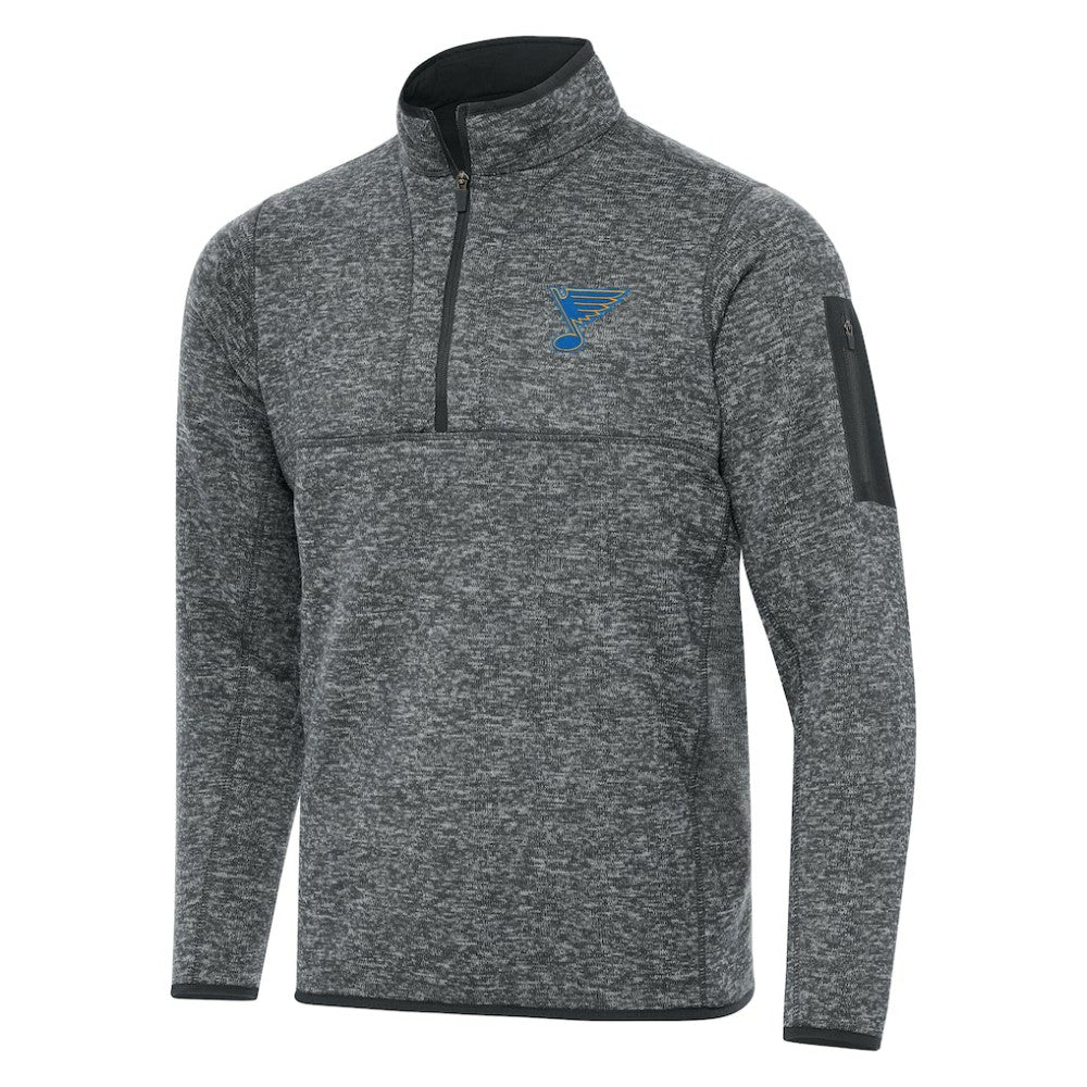St. Louis Blues Antigua Fortune Quarter-Zip Pullover Jacket Heather Gray