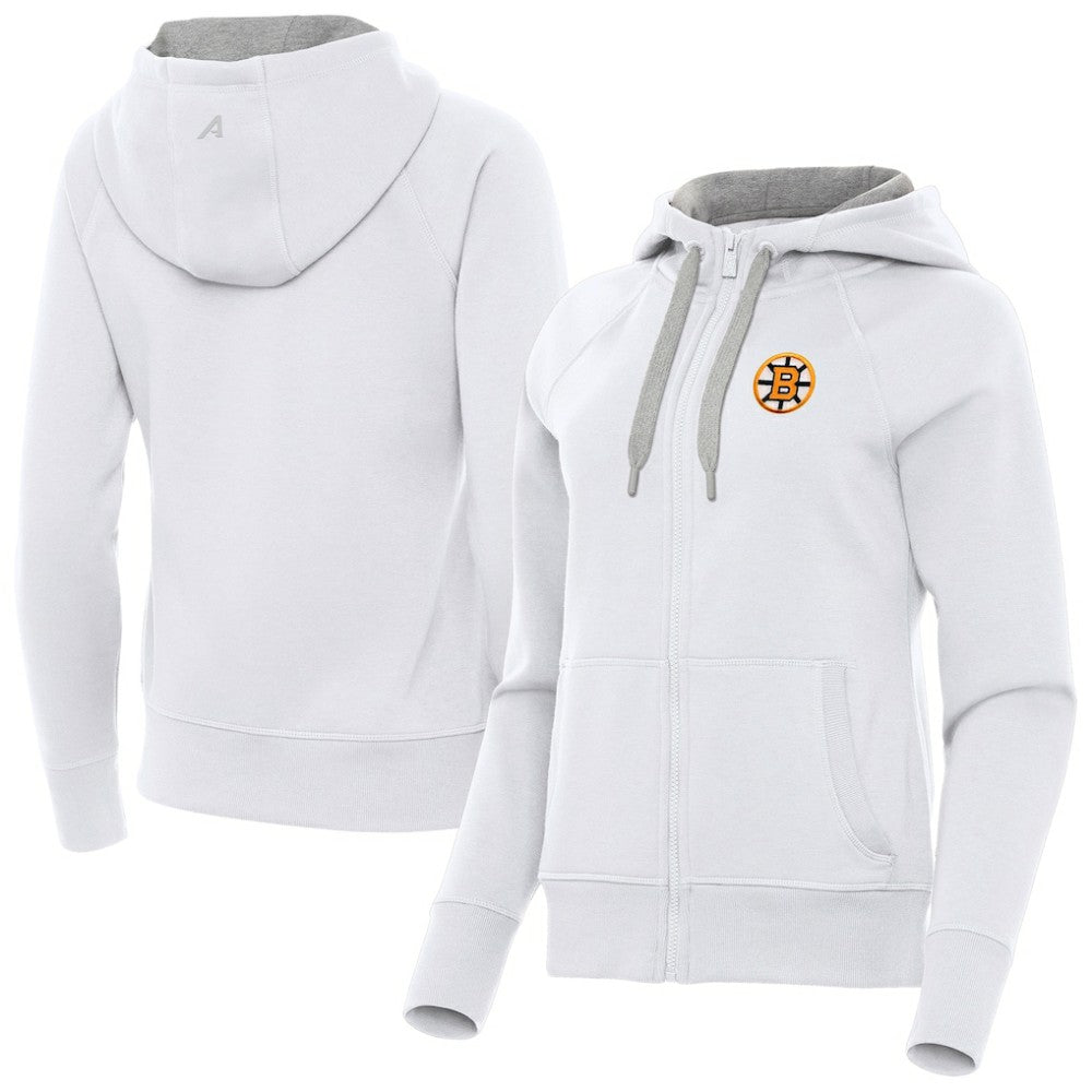 Boston Bruins Antigua Women's Victory Full-Zip Hoodie White