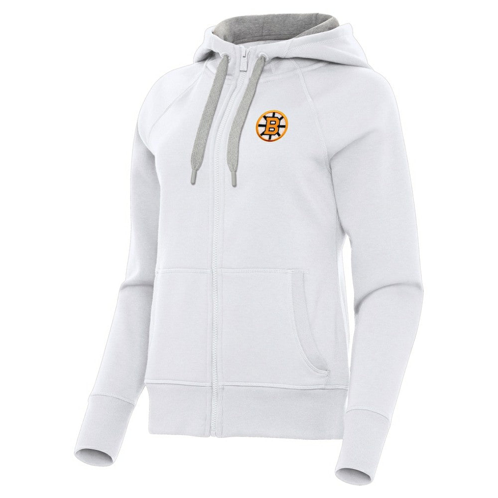 Boston Bruins Antigua Women's Victory Full-Zip Hoodie White