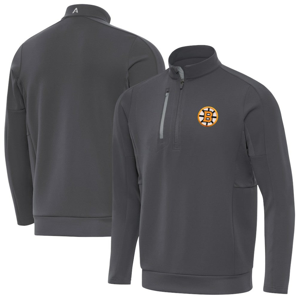 Boston Bruins Antigua Generation Quarter-Zip Pullover Top Pewter
