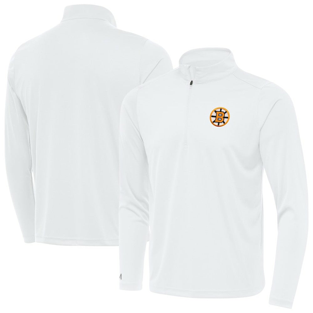 Boston Bruins Antigua Tribute Lightweight Quarter-Zip Pullover White