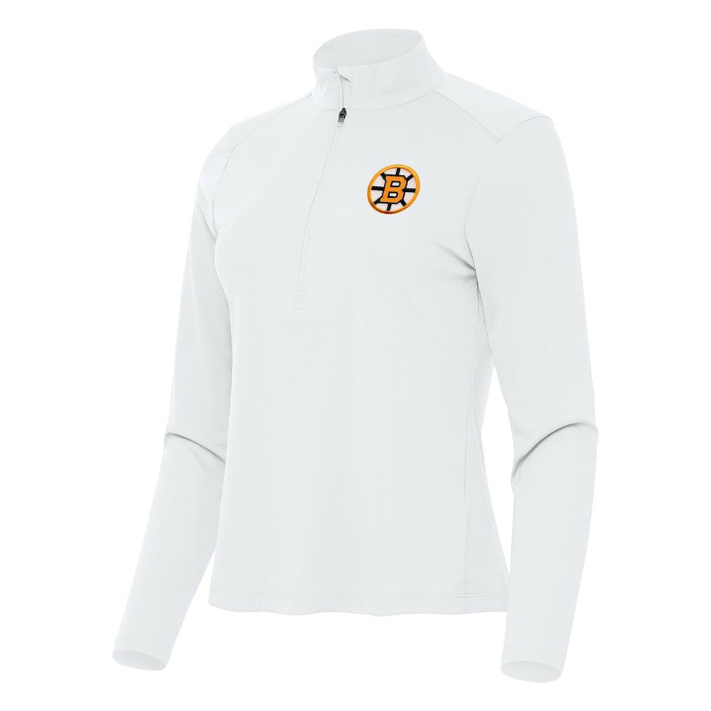 Boston Bruins Antigua Women's Tribute Half-Zip Pullover White
