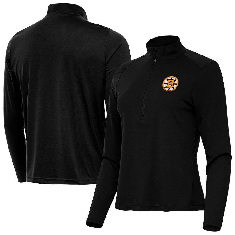 Boston Bruins Antigua Women's Tribute Half-Zip Pullover Black