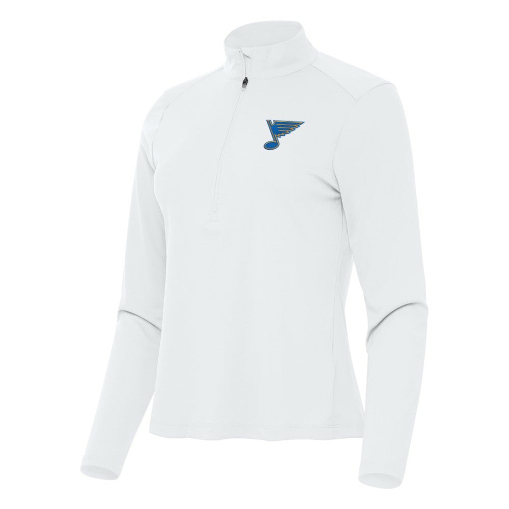 St. Louis Blues Antigua Women's Tribute Half-Zip Pullover White