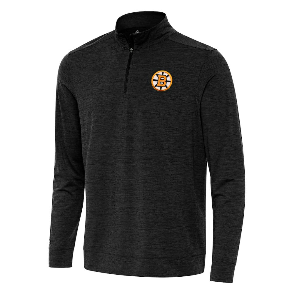 Boston Bruins Antigua Bright Quarter-Zip Pullover Heather Black