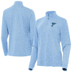 St. Louis Blues Antigua Mentor Long Sleeve Quarter-Zip Mock Polo Heather Blue