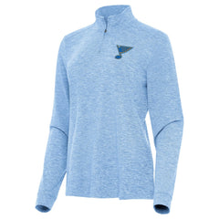 St. Louis Blues Antigua Mentor Long Sleeve Quarter-Zip Mock Polo Heather Blue