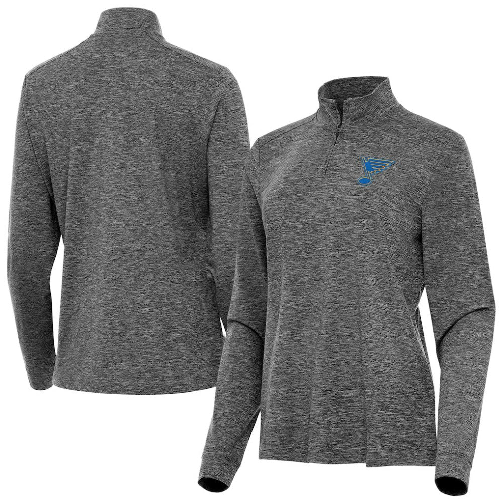 St. Louis Blues Antigua Mentor Long Sleeve Quarter-Zip Mock Polo Heather Black