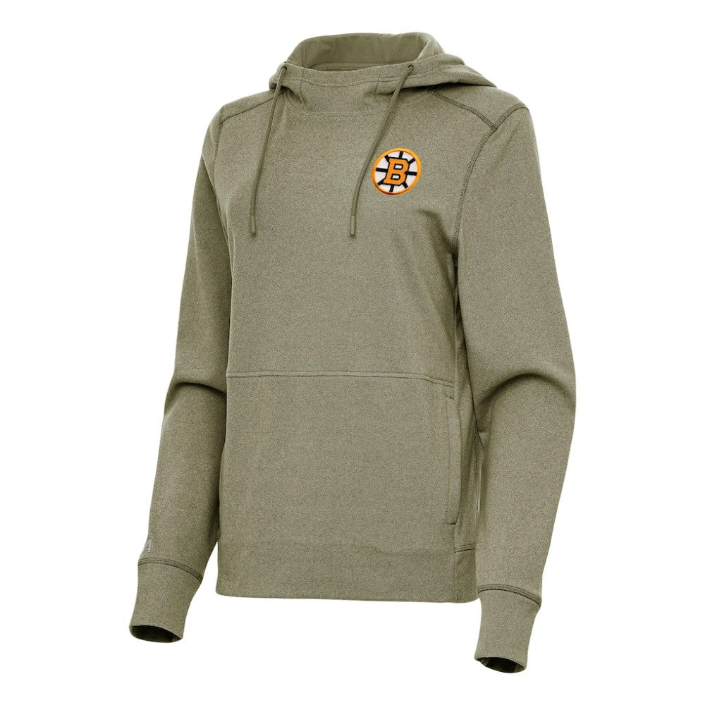 Boston Bruins Antigua Women's Justice Pullover Hoodie Olive