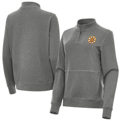 Boston Bruins Antigua Women's Crush Quarter-Zip Pullover Heather Black