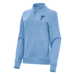 St. Louis Blues Antigua Women's Crush Quarter-Zip Pullover Heather Blue