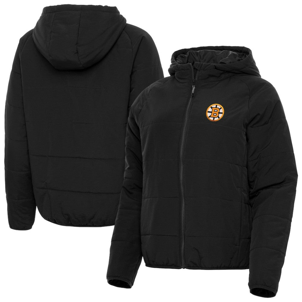 Boston Bruins Antigua Women's Raglan Universe Full-Zip Hooded Jacket Black
