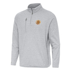 Boston Bruins Antigua Certain Tri-Blend Quarter-Zip Top Heather Gray