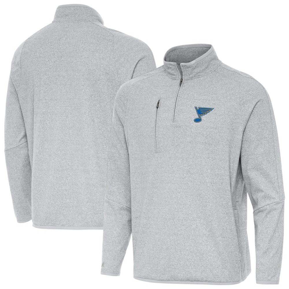 St. Louis Blues Antigua Certain Tri-Blend Quarter-Zip Top Heather Gray