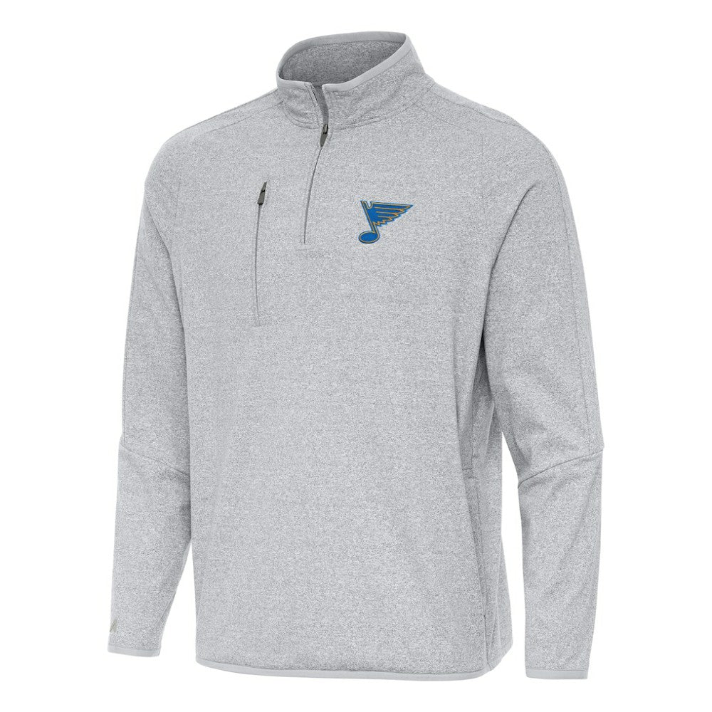 St. Louis Blues Antigua Certain Tri-Blend Quarter-Zip Top Heather Gray