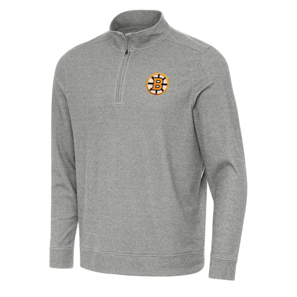 Boston Bruins Antigua Subtle Quarter-Zip Sweatshirt Heather Black