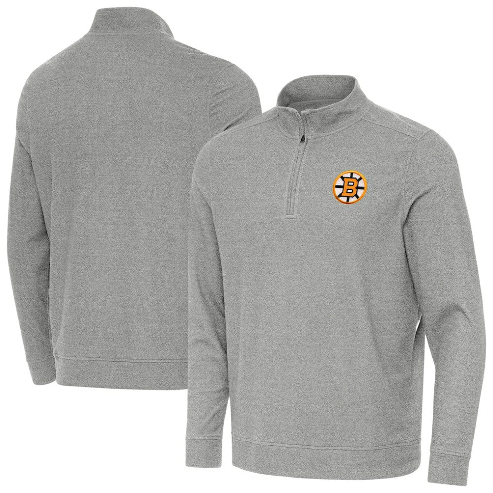 Boston Bruins Antigua Subtle Quarter-Zip Sweatshirt Heather Gray