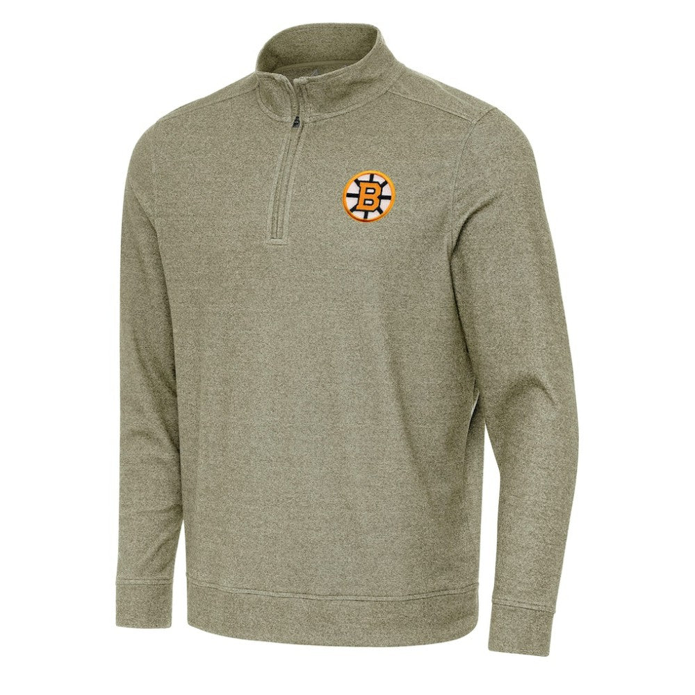 Boston Bruins Antigua Subtle Quarter-Zip Sweatshirt Olive