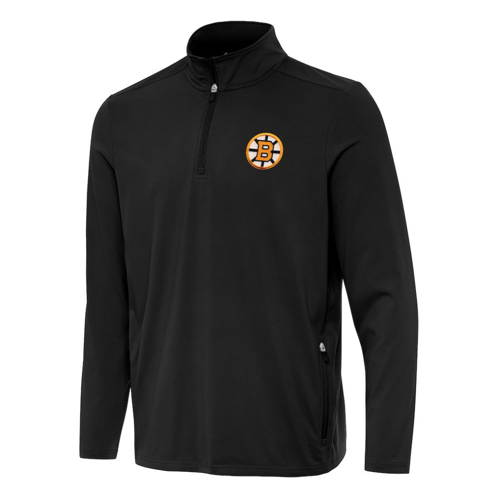 Boston Bruins Antigua Perilous Quarter-Zip Sweatshirt Black