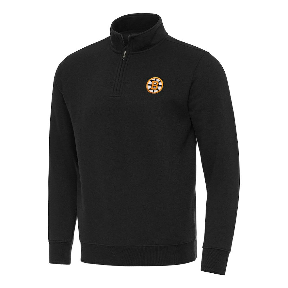 Boston Bruins Antigua Victory Quarter-Zip Pullover Top Black