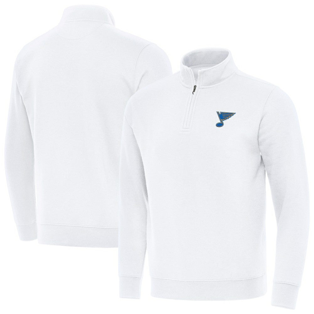 St. Louis Blues Antigua Victory Quarter-Zip Pullover Top White