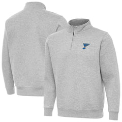 St. Louis Blues Antigua Victory Quarter-Zip Pullover Top Heather Gray