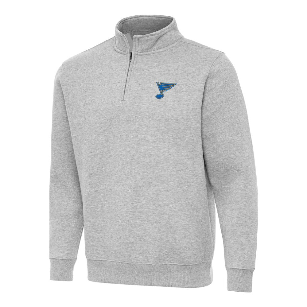 St. Louis Blues Antigua Victory Quarter-Zip Pullover Top Heather Gray