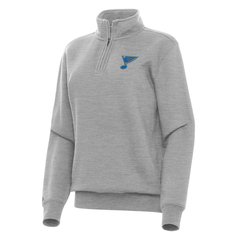 St. Louis Blues Antigua Women's Victory Quarter-Zip Pullover Top Heather Gray